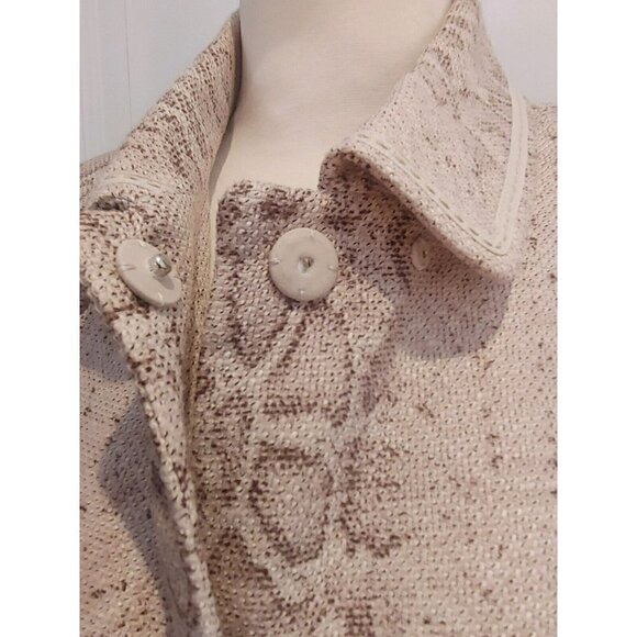 NWT TAHARI Calypso Coat in Stone Snakeskin Print 3/4" Sleeve Button Front Size M - Picture 5 of 8